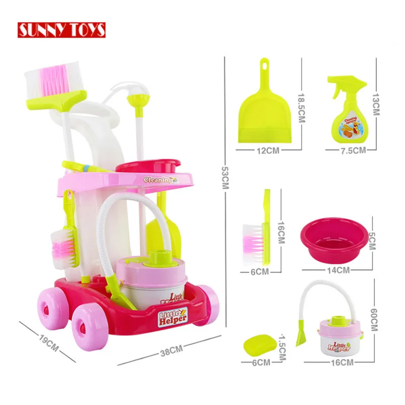 Обучающий игровой прибор ролевая игра инструмент для уборки игрушка тележка пластиковый набор детей