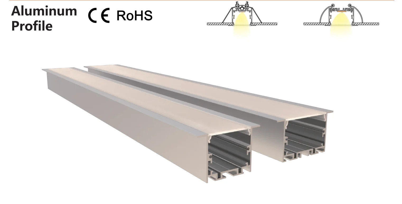 Glite 35*55mm 35*65mm recessed mounted GL-5535/GL-6535 aluminum profile for LED lighting with end plug and spring chip