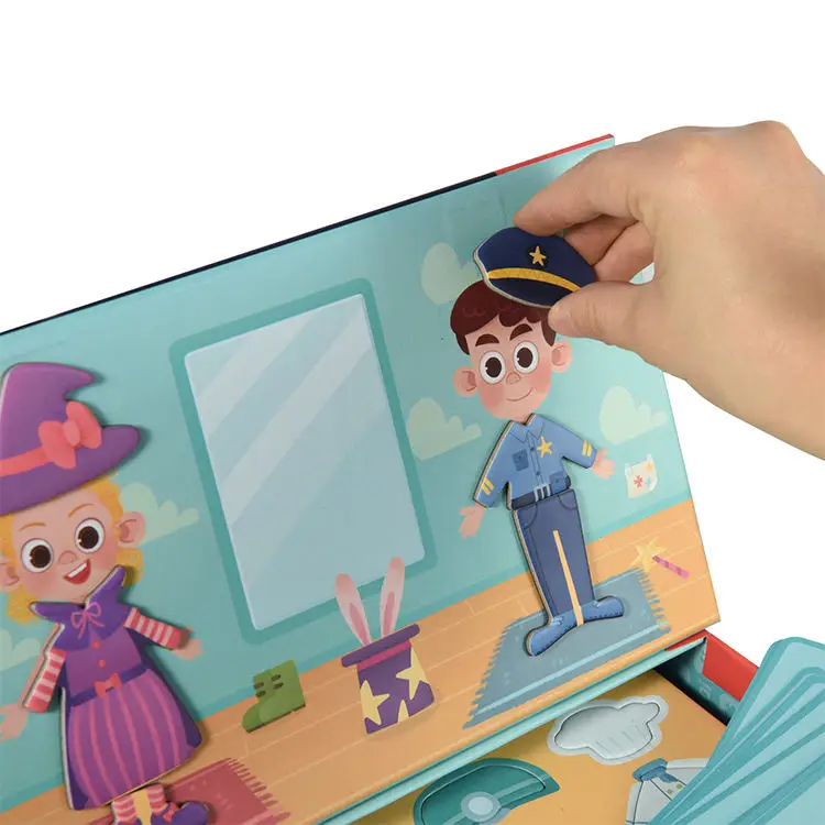 Magnetic Jigsaw Puzzle Cartoon Traffic/Dress Up/Figure Clothes Change Games Interactive Books Educational Toys for Kids Children