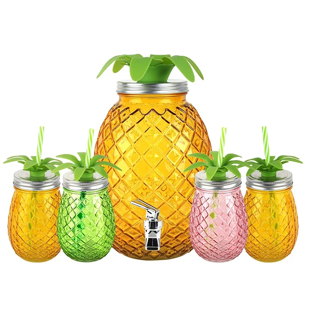 Заводская цена оптовая продажа уникальный дизайн ананаса 5l дозатор для сока и холодных напитков стеклянный
