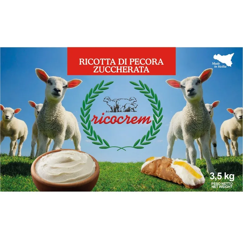 Top Quality Sweet Sheep Ricotta cream frozen Italian flavored 6 kg 140xpallet Bucket for Export