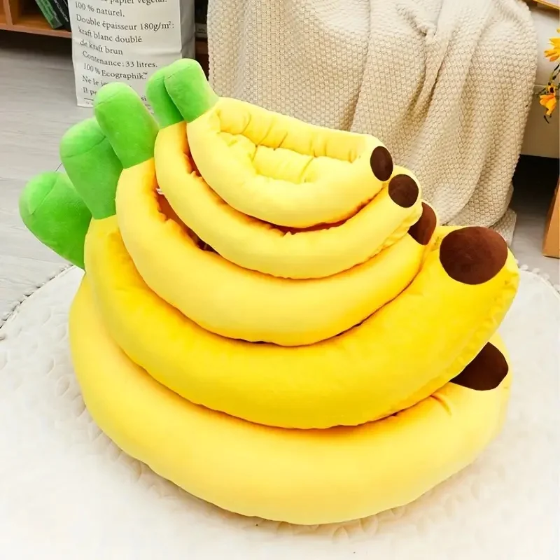 Cozy Banana-Shaped Pet Bed DetachableWashable Nest for Small Medium Dogs Cats