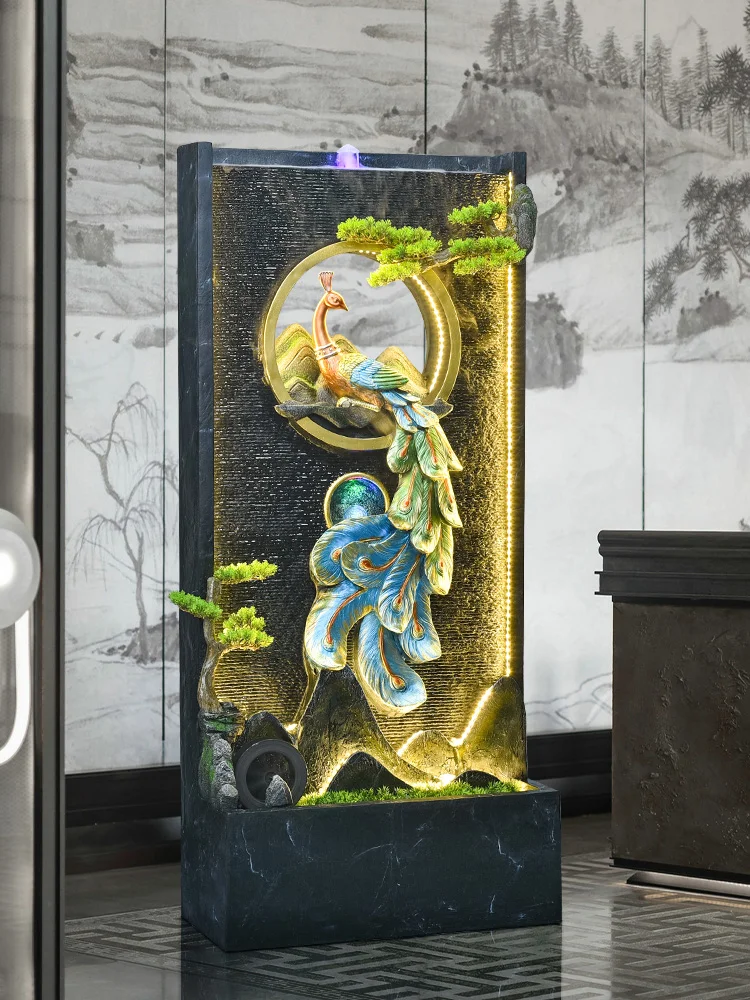 Peacock Fountain Furnishings Indoor Porch Screen Living Room Hotel Company Decoration Housewarming Opening Gift Water Fountain