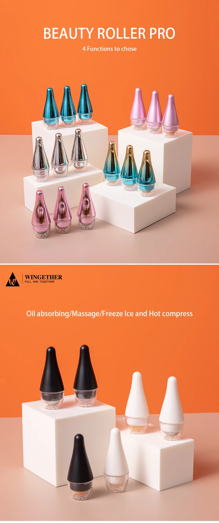 Wingether 2022 Amazon Hot Sale Oil Absorbing Roller Wood Soft And Comfortable Massage Rollers Face Roller Ice Globes