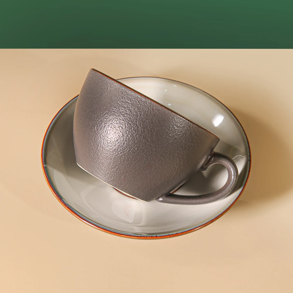 WEIYE винтажная цветная глазурная рукоятка на заказ Керамическая капучино кофейные чайные чашки и блюдца набор