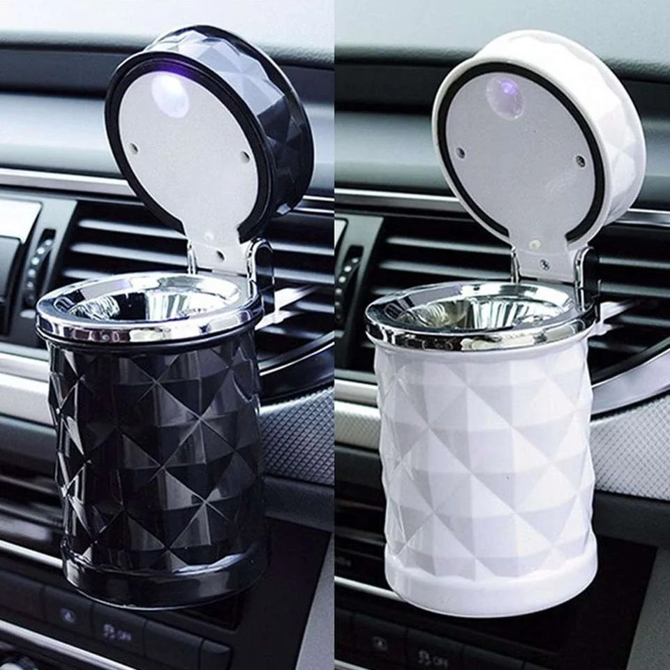New Products Car Ashtray With LED Light Rhinestone Ashtray Car Smokeless Smoke Cup Holder Storage Auto Accessories