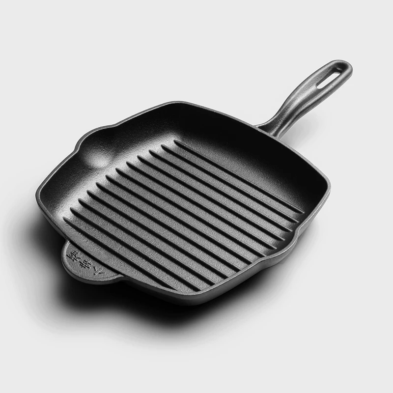 Cast Iron non-stick Skillet Steak / 26cm enamelled cast iron skillet/Broiler skillet for Home restaurant steak cooking