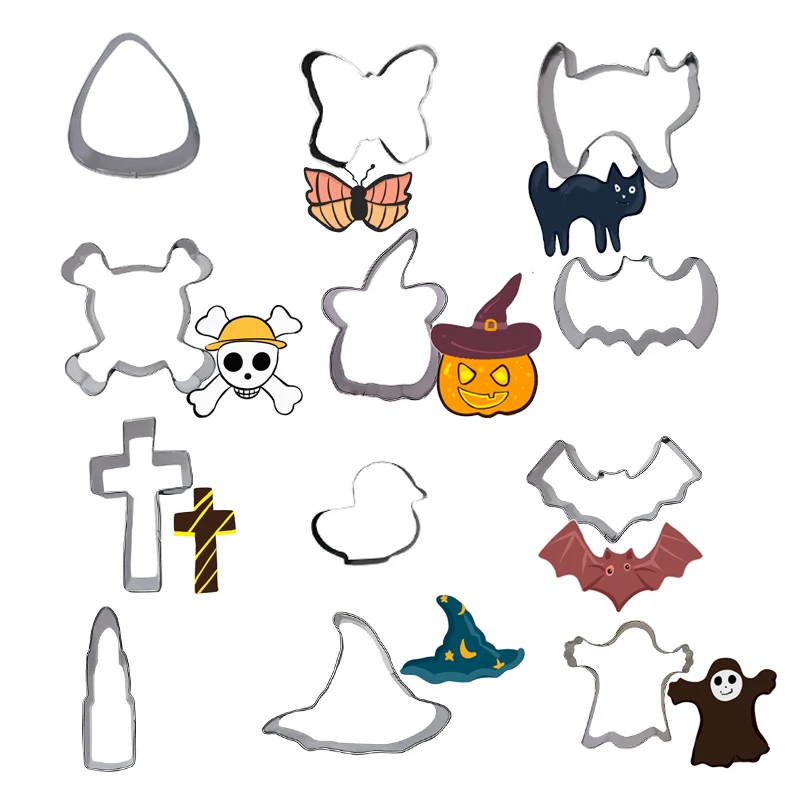 
Custom High Quality Food Grade Cookie Stamp Fondant Cake Tools Halloween Stainless Steel 430 Cookie Cutters Shapes Set 