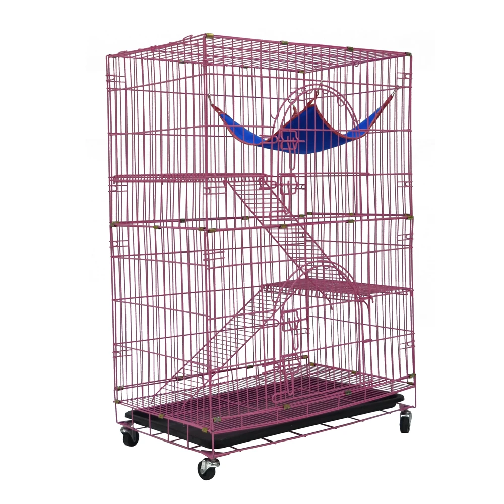 Zunhua Meihua Foldable Large Multi-Layer 2 tier, 3 tier, 4 tier Large Movable Bunk Cat House  Wire Pet Cat Cages