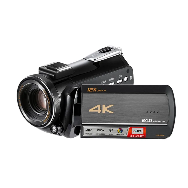 4K UHD 12X Optical Zoom Lens Video Cameras AC5 Mix 100X Digital Zoom Infrared Night Vision Anti-shake Professional Smart 4K DV