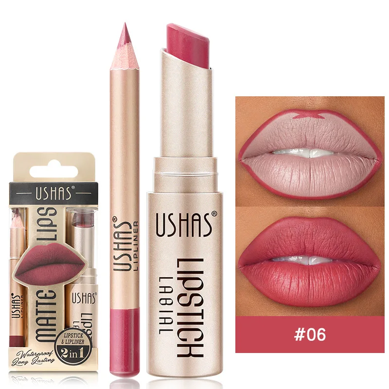 Custom Vegan Long Lasting Waterproof Matte Moisturize Makeup Fashionable Pigmented Plumper Organic Lip Liner Lipstick Set