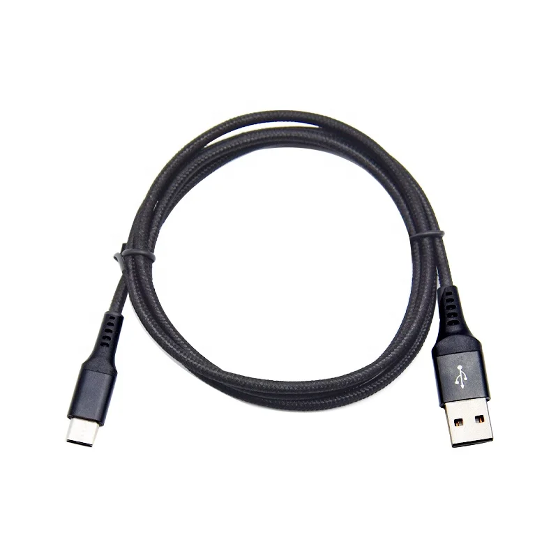  Кабель в алюминиевом корпусе с черной тканевой оплеткой USB 2 0 на Type C для быстрой передачи данных 1 м 3