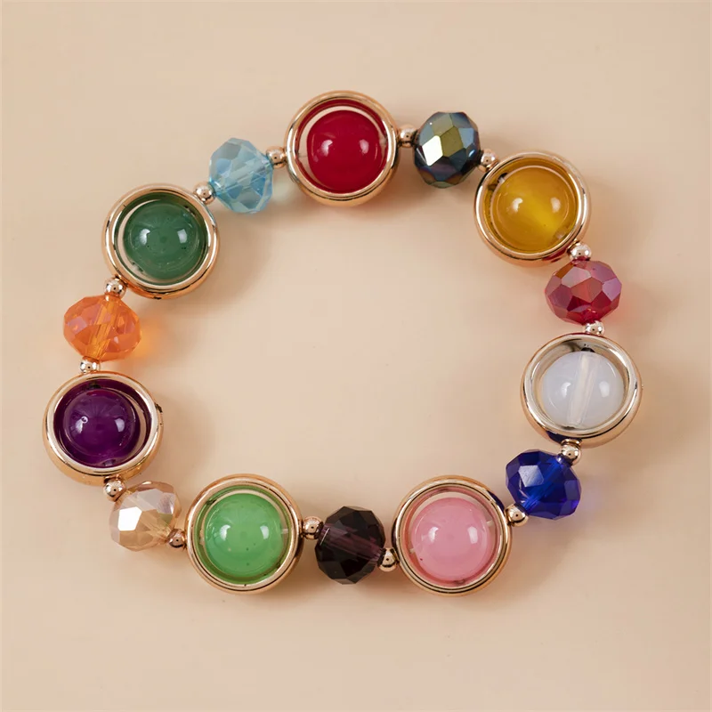 Fashion Bohemian Gemstone colored crystal beads Bracelet Planetary crystal beads Friendship Bracelet