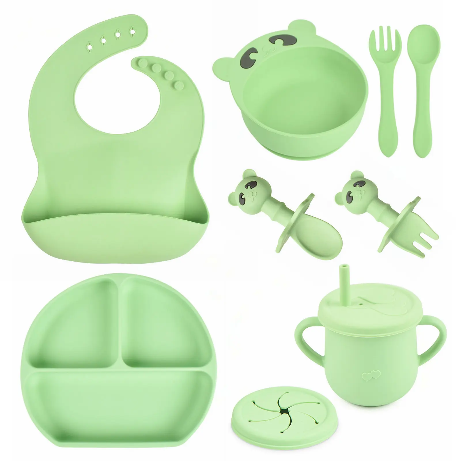 Милая миска для кормления без бисфенола А, детские нагрудники, Снэк, чашки, силиконовая присоска, чаши с ложкой и вилкой