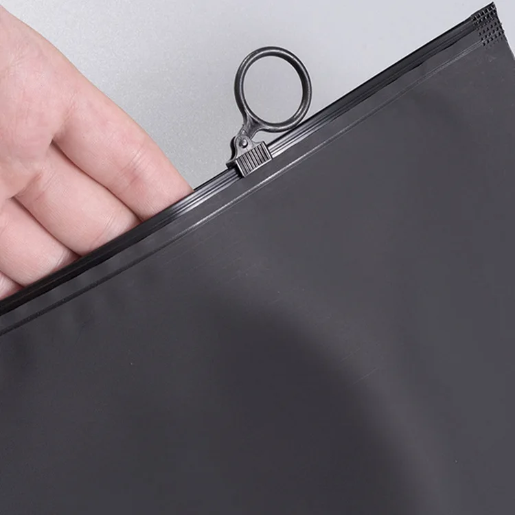 Custom Frosted Black Zipper Bag with Valve Sealing Handle Embossed Luxury PVC and PE Plastic for Clothing and Underwear
