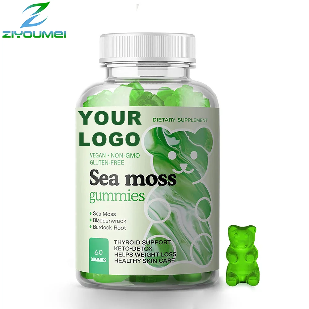 Best Supplier Private Label Benefits Wild Crafted Vegan Powder Capsules Green Organic Sea Irish Moss Gel Gummy For Weight Loss