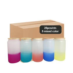 Новое поступление, Стеклянный Стакан холодного цвета 16 унций в форме банка с бамбуковой крышкой и соломинкой Для склада в США