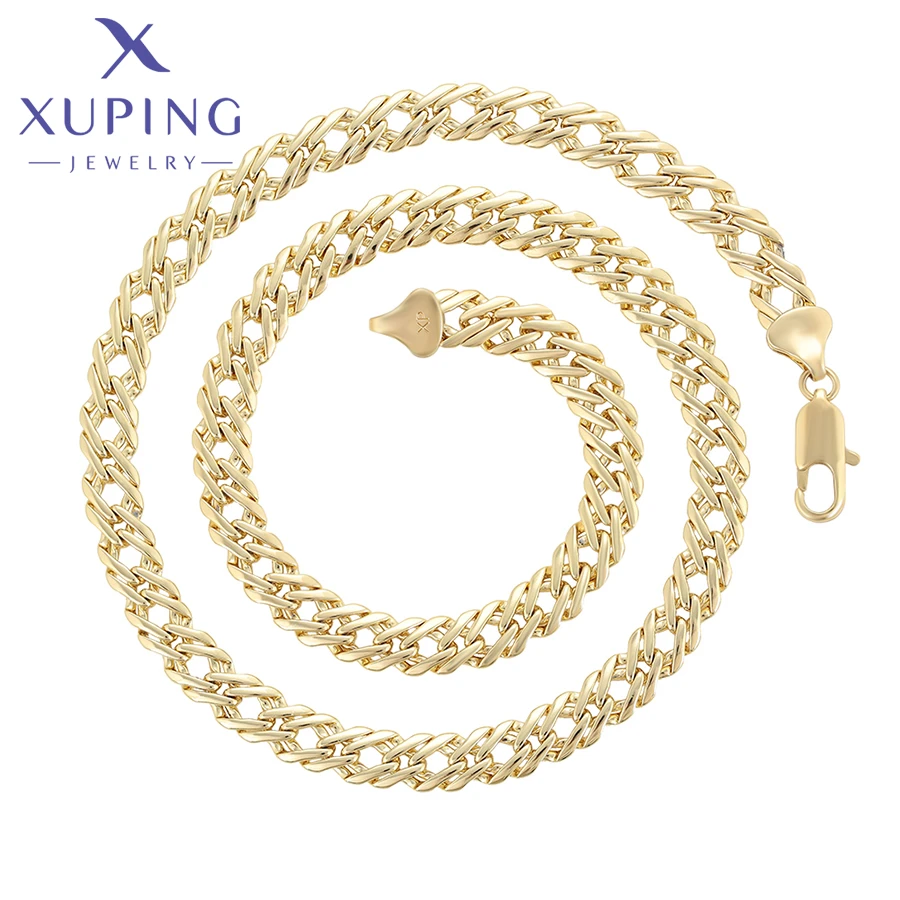 X000910001 Xuping Gold Fashion Jewelry Wholesale Chain Necklace Simple Jewelry Copper 14K Gold Color Plated Cool Custom Necklace