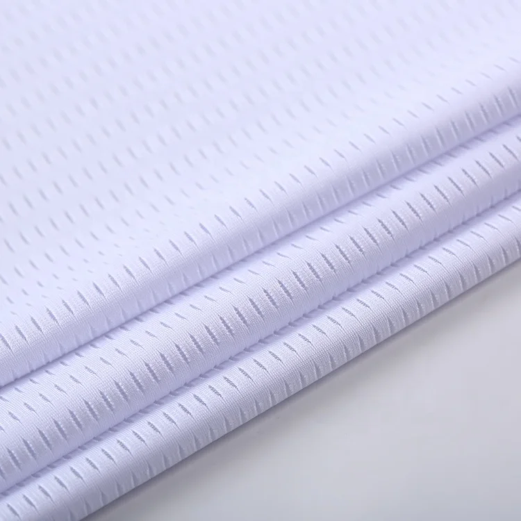 Jacquard white breathable polyester sport wear sports mesh fabric garment