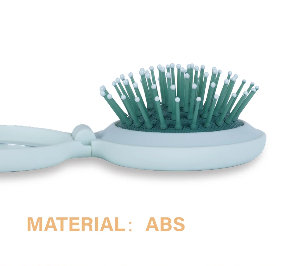 Detangling Hair Combs Mini Folding Pocket Pop-up Hair Brush Personalized Pocket Hair Comb with Mirror Plastic Ionic Round Brush