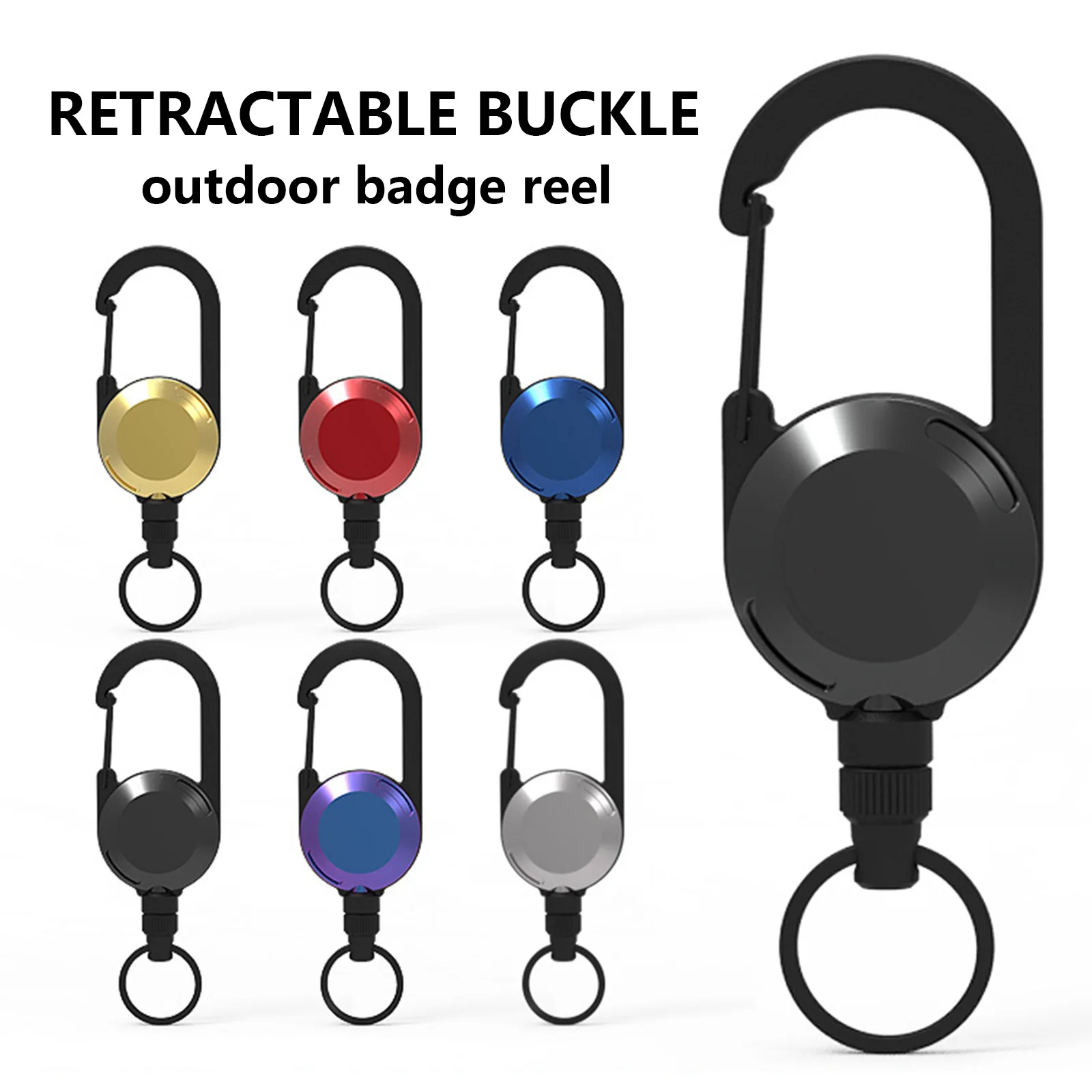 wholesale ABS edc keychain retractable ID badge holder metal heavy duty retractable keychain clip retractable carabiner keychain