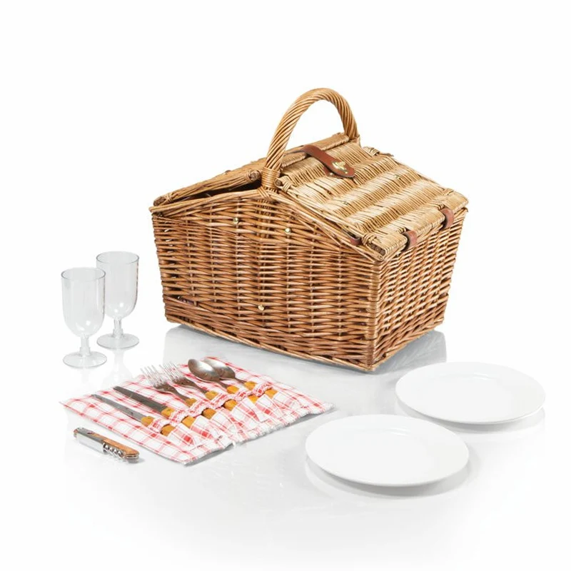 Eco-friendly Handmade Hamper Wicker Willow Storage Picnic Basket for 2 person