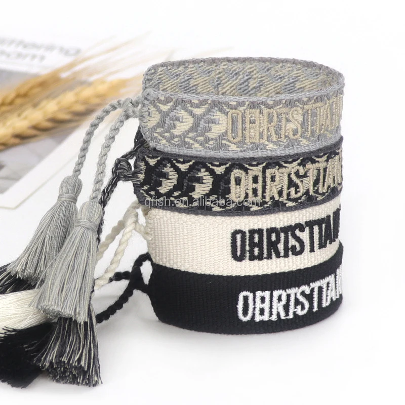 Customized Christian Bracelets Embroidered Inspired 185 Colors Adjustable Woven Friendship Bracelets