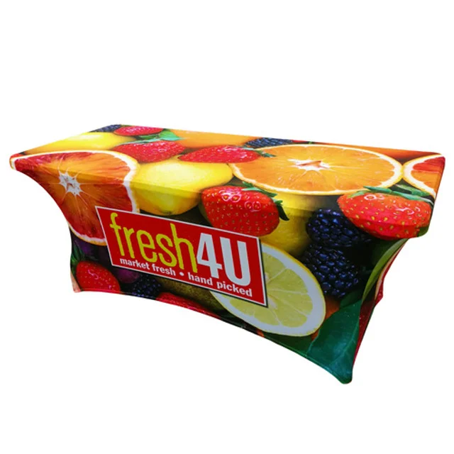 Custom Tablecloth Stretch Printed Tablecloths Branded Table Runners Dye-Sub Table Throw at Events Trade Shows Banners