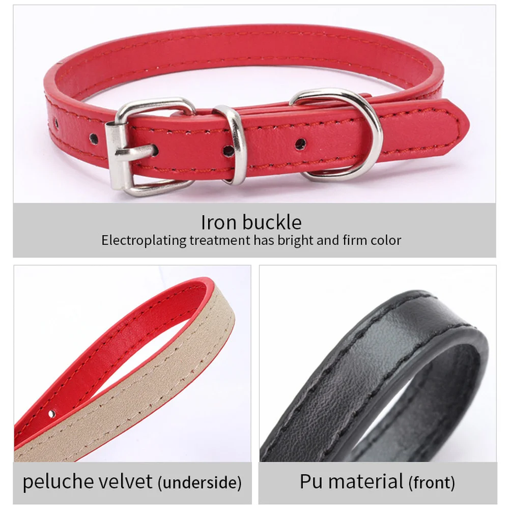 PU Leather Soft Colorful Pet Cat Dog Collars For Small Medium Large Dogs Neck Strap Adjustable Safe Labrador Puppy Cats Collar