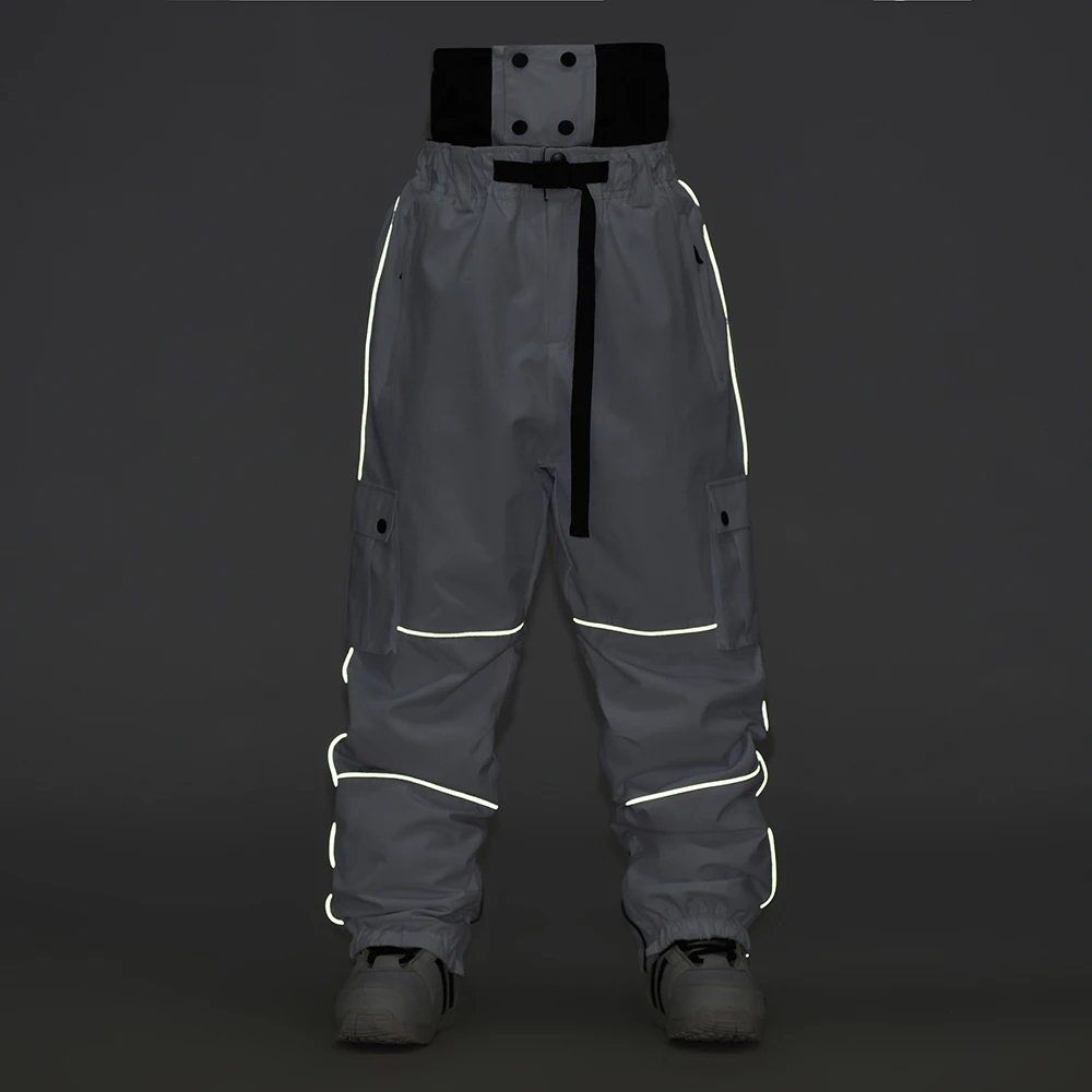 High Quality Winter Baggy Ski Pants with Custom Logo Waterproof Breathable Windstopper Snow Bibs Warm Snowboard Wear Wholesale