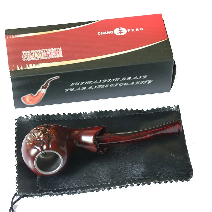 Wholesale  Brown Resin Smoking Pipe Handcrafted Short Traditional Classic Pattern Engraved Wooden Smoking Pipes