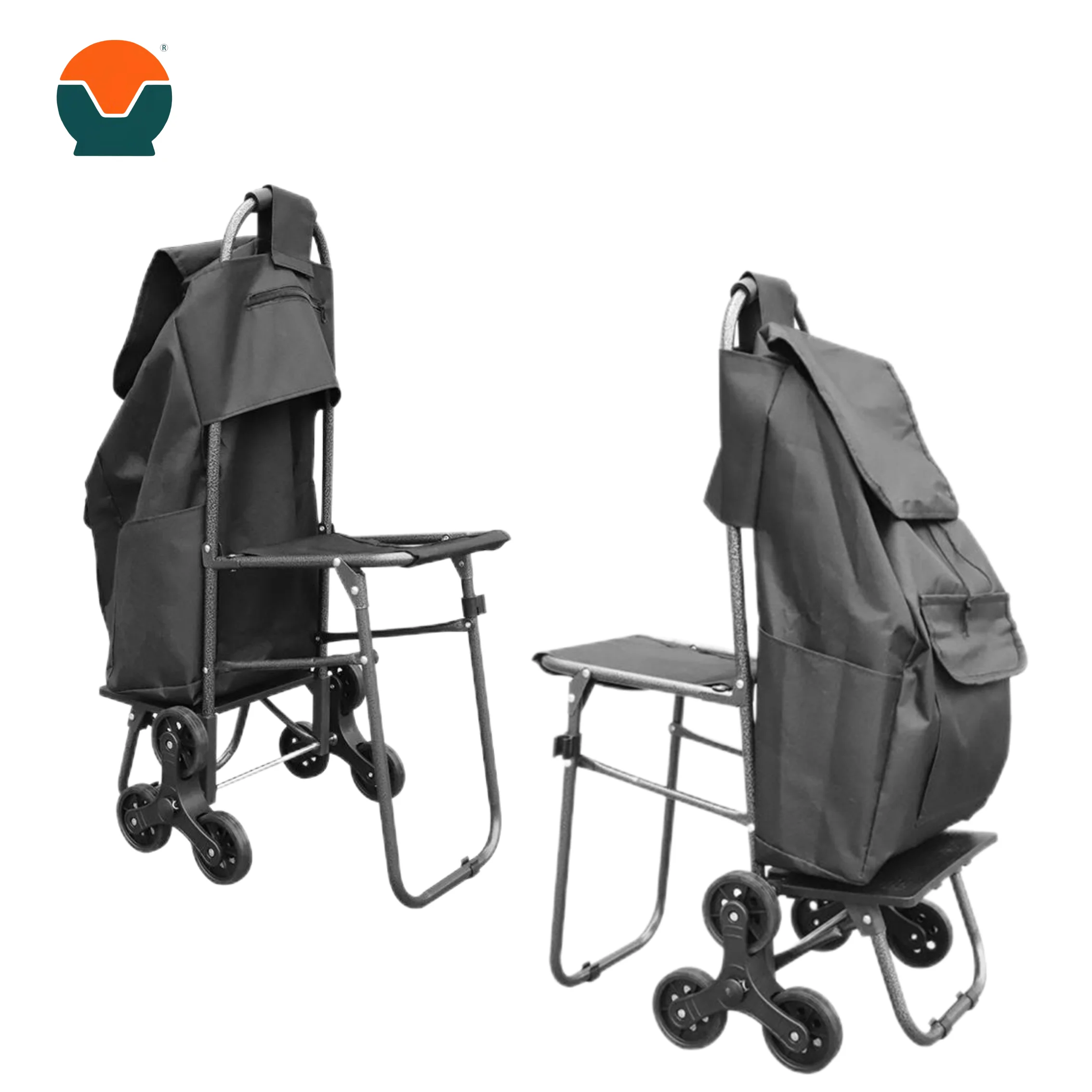 Tianyu with Tailgate Seat Stair Climber Heavy Duty Beefy Wheels Folding Shopping Cart Fabric High Quality Oxford Max Load 80kg