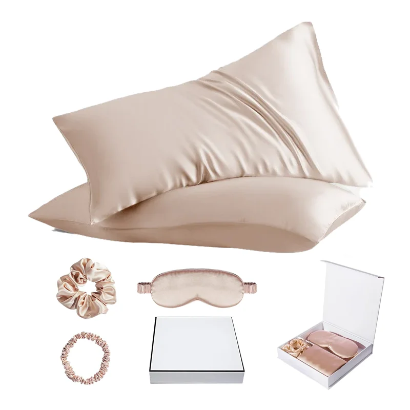 6A grade silk pillowcase 22MM black hyaluronic acid silk pillowcase anti-wrinkle anti-aging custom embroidery silk pillow case