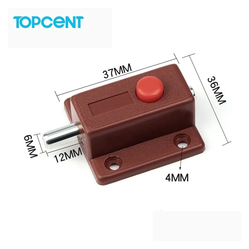 TOPCENT Plastic Door Bolts Latch Lock For Door Window Cabinet  latch furniture hardware accessories Push To Open Button Switch