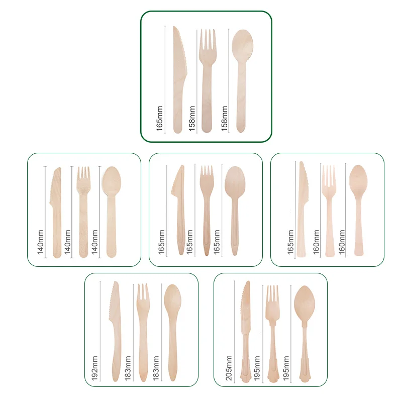 Natural Birch Wood Eco Friendly Bulk Wooden Spoon Disposable Biodegradable Wooden Cutlery