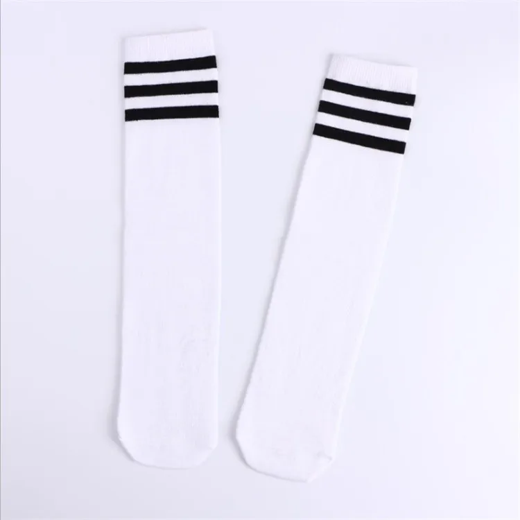 Kids Boy Girl Students Sports Knee High  School Uniform  Striped White School Socks