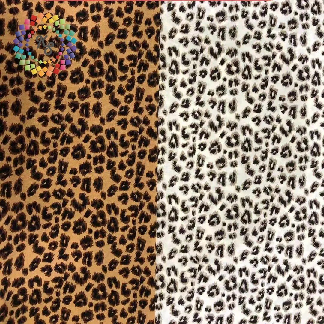 Polyester Leopard Printed Silk Satin Fabric For Clothing