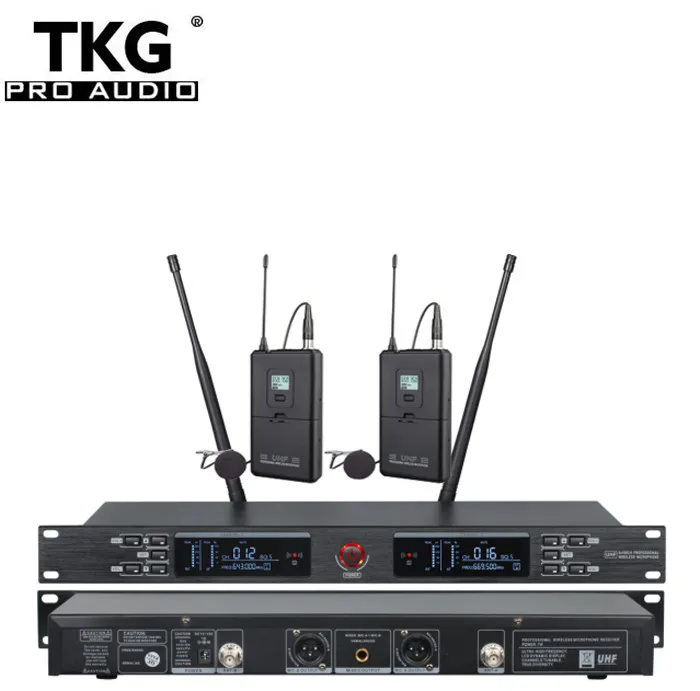 TKG 650-690MHz UR-2000-L dual channel outdoor wireless lavalier wireless lapel microphone