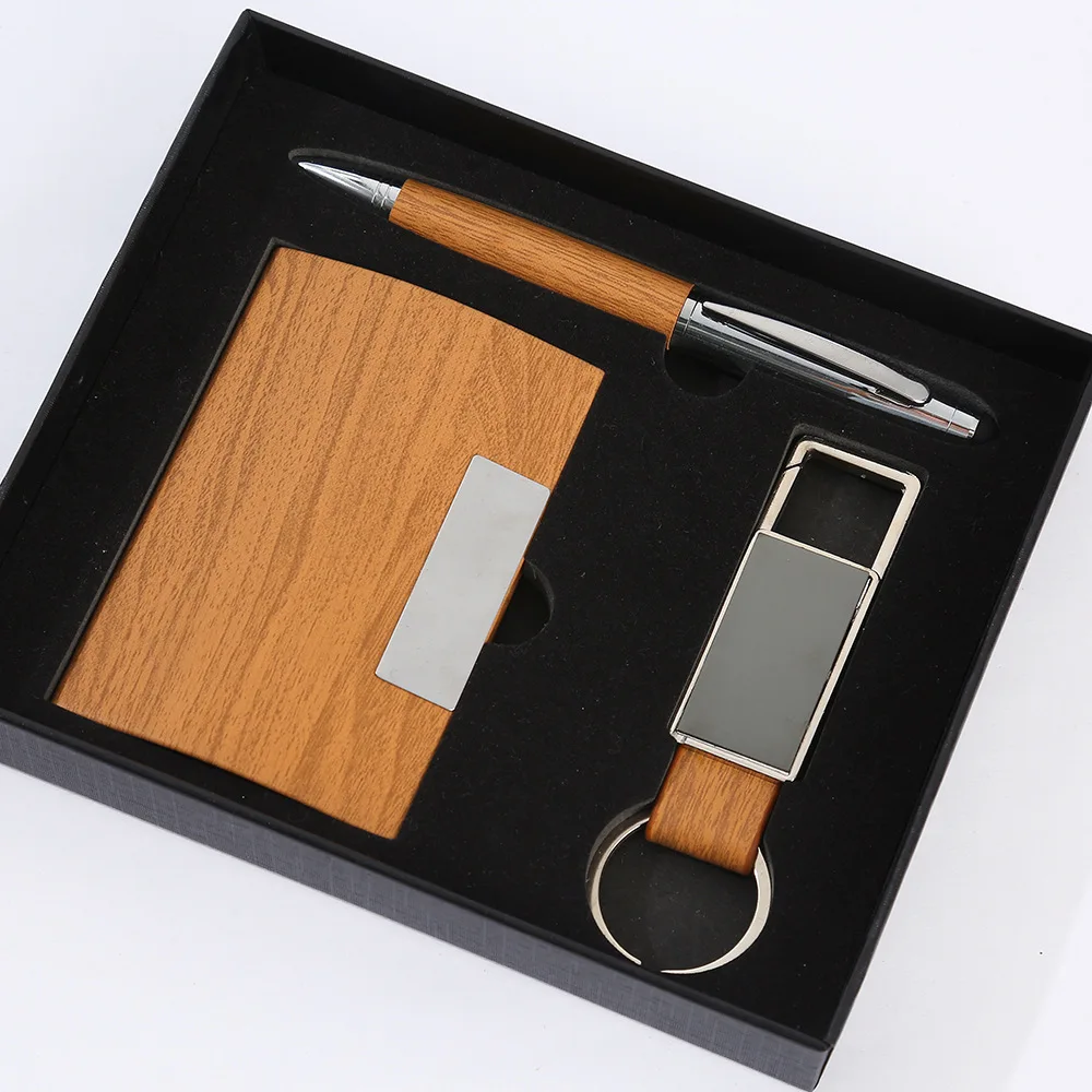 2025 New Product Luxury Cheap Business Card Holder Pen Keychain Company Promotional Corporate Gifts Set