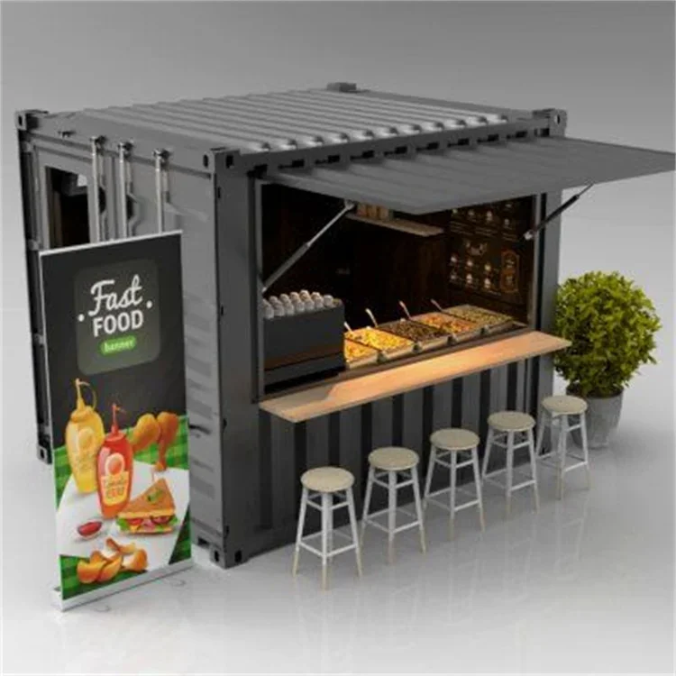 20ft Bar Fast Food Mini Popup Shop Mobile Container Coffee Bar Houses Cafe Shops 10ft Container