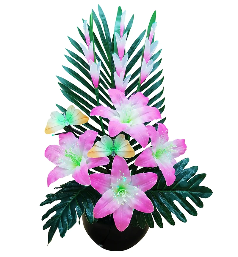 2024 Christmas Decoration Led Flowers Lights Handmade Silk Flower Table Fiber Optic Flower Lamp