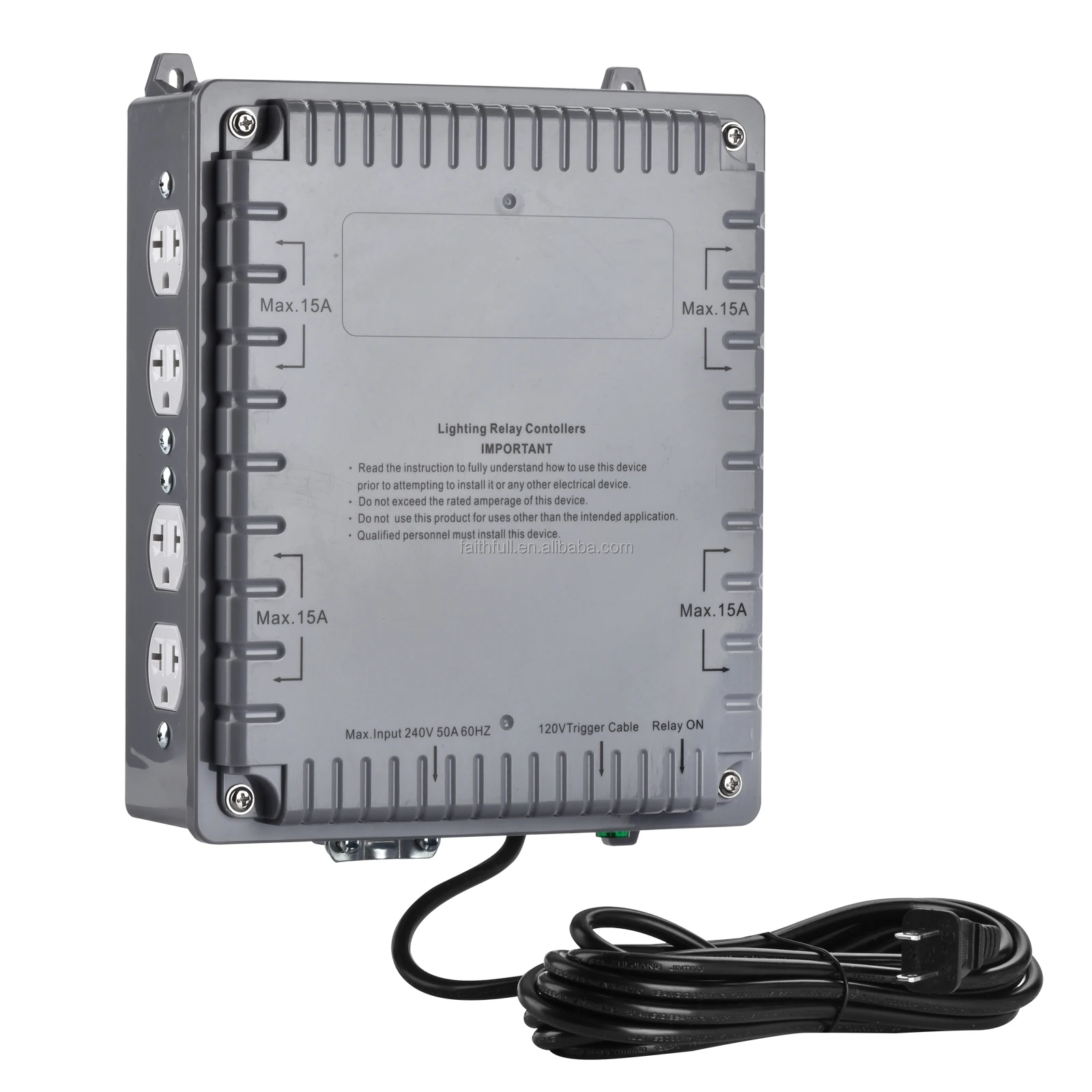 Hydroponic 8 Outlets 120/240v Light Relay Controller With Trigger Cord Electric Box Greenhouse