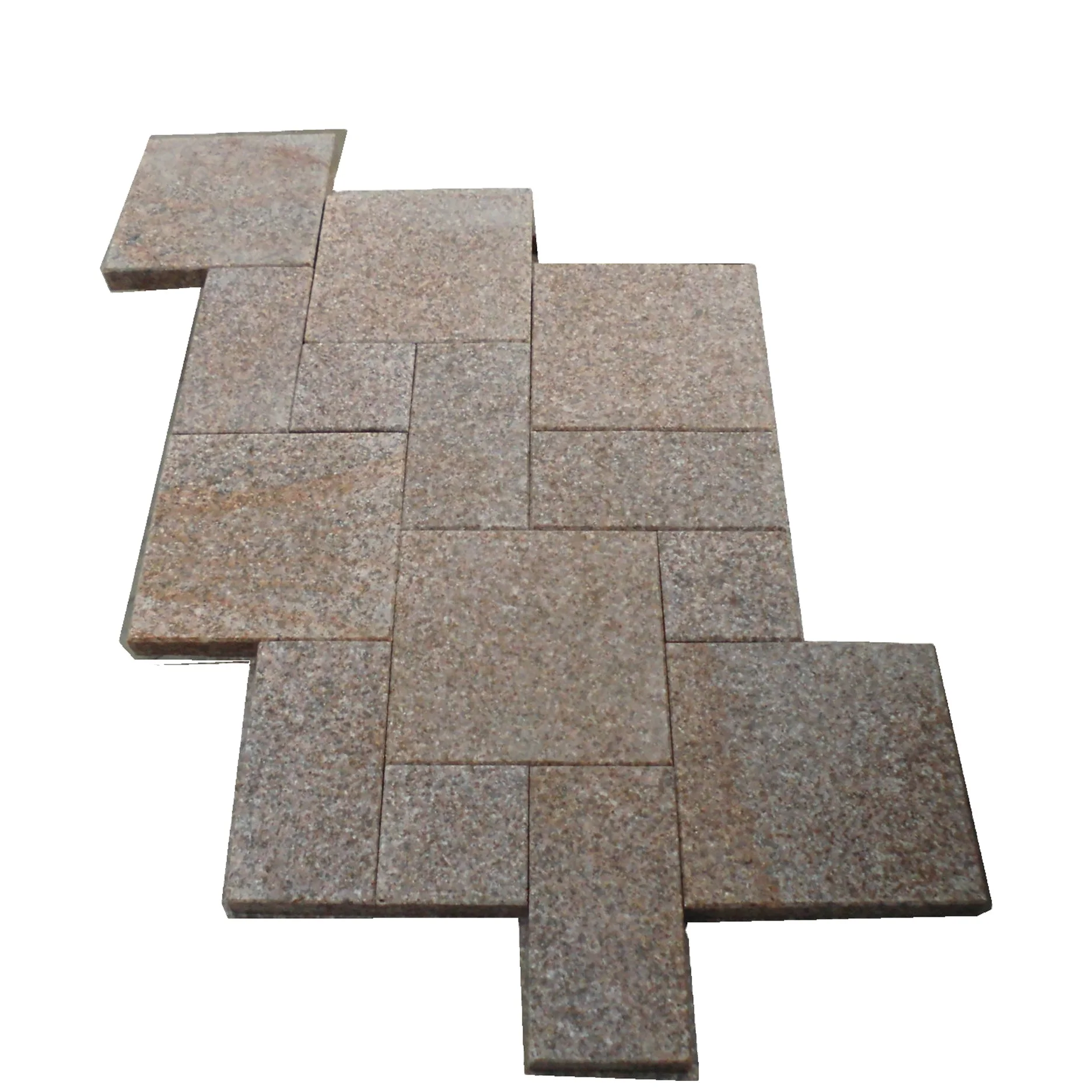 Flamed Surface  G682 Yellow Rusty  Granite Stone  French Pattern Tile For Outdoor Paving