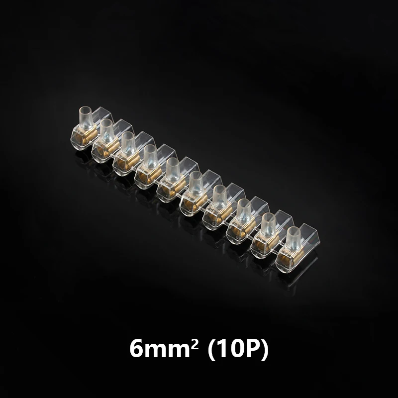 Jesiro Universal Widely Used Pc Housing Transparent Terminal Block 10 Position 1.5-16mm2 Brass Contact Connector Wire