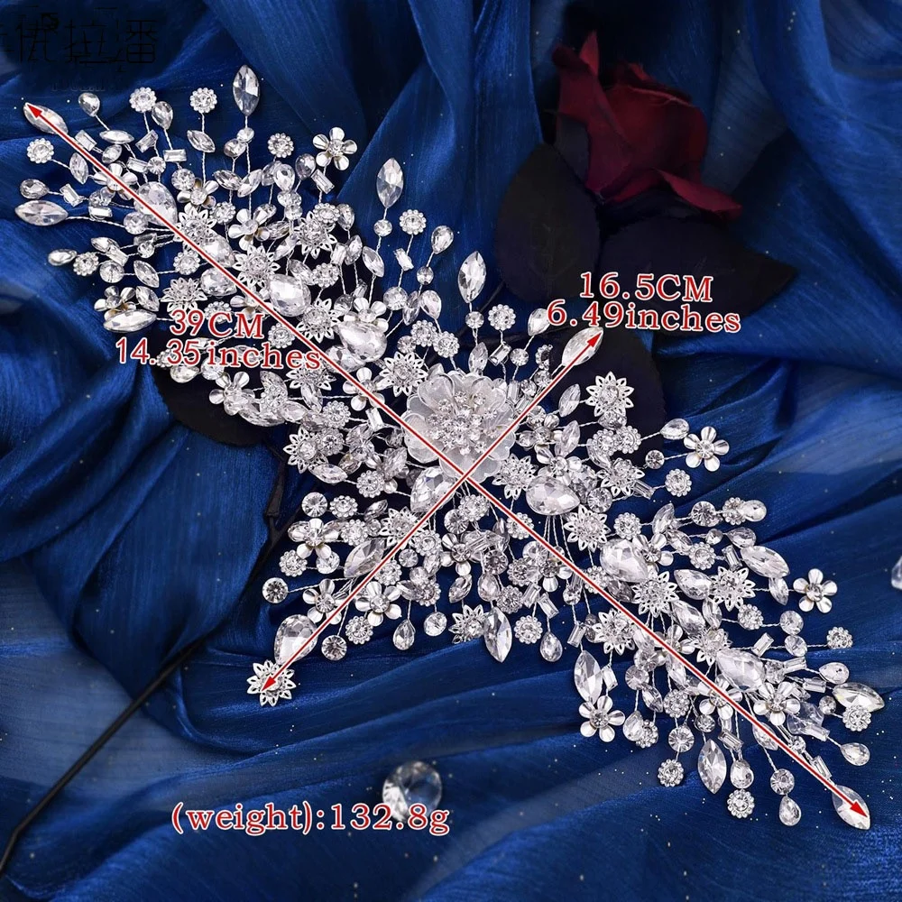 Bride Hair Headpieces for Bridal Wedding Silver Rhinestone Hair Piece Bridal Hair Accessories for Women and Girls