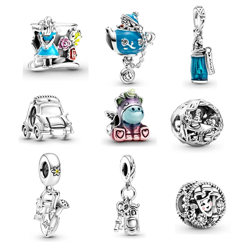 925 Sterling Silver Two-Tone Happy Anniversary Pendants Heart Regal Crown Birthday Candle Castle Dangle Charms