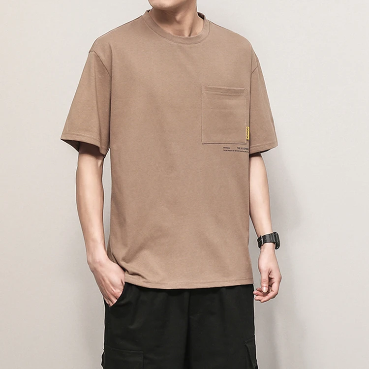 Blank Hemp Tshirt Blanks Thick Tshirts Collar Sublimation T-Shirt Brown Boxy Bulk 100% Cotton Oversized Mens T Shirt