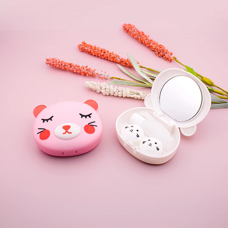 animal case lenses display box Factory Wholesale Contact Lens Case Box For Contact Lens Storage With Mirror ready stock