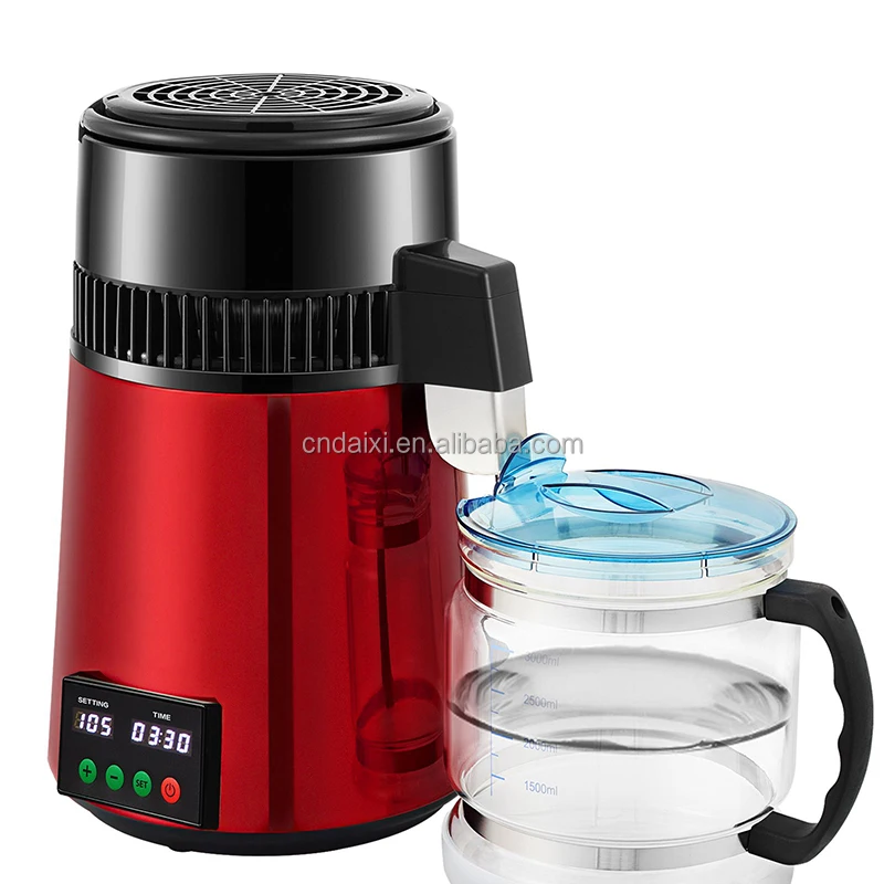 Stainless Steel Water Distiller with Timer and Temp Display 750W Water Distillation Kit Home Use Water Distiller