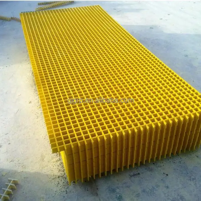 high strength yellow plastic grating 38*38*38mm FRP floor for car wash